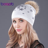 Fluffy Raccoon Pompom Woman's Winter Beanie Hat