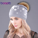 Fluffy Raccoon Pompom Woman's Winter Beanie Hat