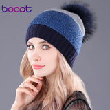 Stylish Fashionable Woman's Double Rabbit PomPom Beanie Hat