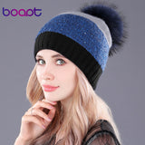 Stylish Fashionable Woman's Double Rabbit PomPom Beanie Hat